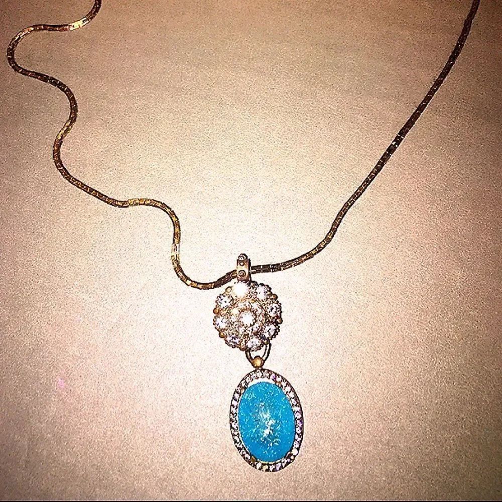 Turquoise Crackled Topaz and White Topaz Necklace